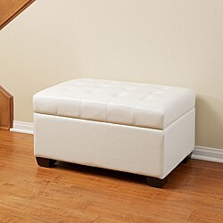 Lima Ivory Bonded Leather Storage Ottoman