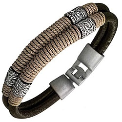 Leather and Silver 'Tribal Surf' Bracelet-Image