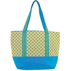 Green Dot Large Canvas Tote Bag