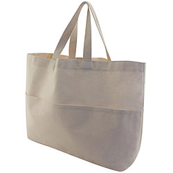 Twill Multi-pocket Natural Tote Bag 