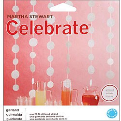 Martha Stewart White Glitter Dots 20-foot Garland