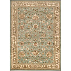 Loomed Free Form Seafoam Border Rug (7'9 x 11'12)