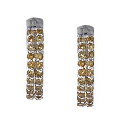 Silver Citrine Hoop Earrings