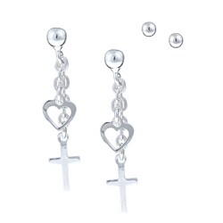 Sterling Essentials Sterling Silver Stud and Dangle Earrings Set