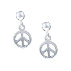 Sterling Essentials Sterling Silver Peace Sign Ball Stud and Dangle Earrings