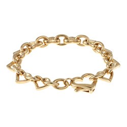 Caribe Gold 14k Gold over Sterling Silver 7-inch Hearts Bracelet