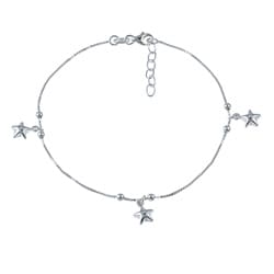 Sterling Essentials Sterling Silver 10-inch Stars Anklet