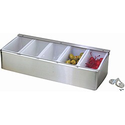 Restaurant-quality 5-compartment Condiment Dispenser and Wall-mount Bottle Opener Set
