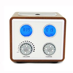 Retro Wooden MP3 Dock Clock Radio compatible for iPod and iPhone