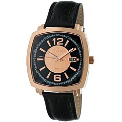Peugeot Men's Rose Goldtone Leather Strap Watch