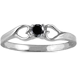 10k White Gold 1/10ct TDW Black Diamond Promise Ring