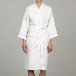  Women's Long-sleeve Pink Trim Bathrobe