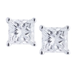 10k White Gold 1/5ct TDW Princess-cut Diamond Stud Earrings (I-J, I1-I2)