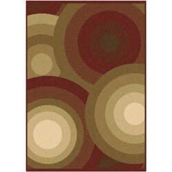 Meticulously Woven Contemporary Red/Beige Free-form Geometric Circles Rug (7'9 x 11'2)