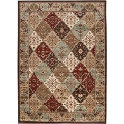 Loomed Free-form Chocolate Geometric Rug (5'3 x 7'6)