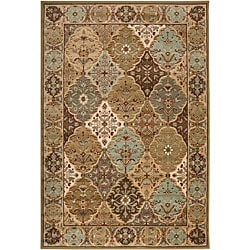 Loomed Free-form Sage Geometric Rug (5'3 x 7'6)