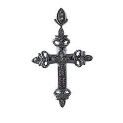 Black Sterling Silver Diamond Cross Pendant
