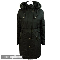 E-Niqi Women's Asymmetrical Faux Fur Hooded Coat