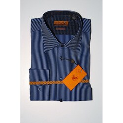 Enzo Tovare Men's Navy Blue Striped Shirt