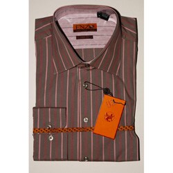 Enzo Tovare Men's Taupe Striped Cotton Shirt
