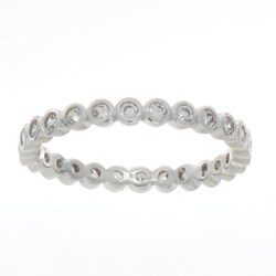 Silvertone Round-cut Stackable Cubic Zirconia Eternity Band