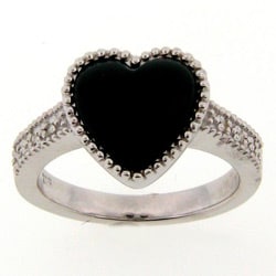 Meredith Leigh Sterling Silver Heart-cut Onyx Ring