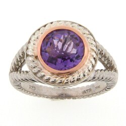 Meredith Leigh Silver/ 14k Gold Amethyst Ring