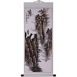 'Mountains Asian' Wall Art Scroll Painting (China)