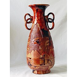 Vintage 14-inch Chinese Red Lacquer Cinnabar Vase