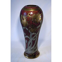 Handcrafted 16-inch Purple Ceramic Vase