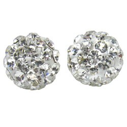 Sterling Silver Clear Crystal-studded 6-mm Ball Earrings