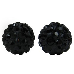 Sterling Silver Black Crystal-studded 6-mm Ball Earrings
