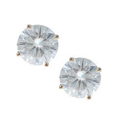 14k Yellow Gold Round-cut Moissanite Stud Earrings