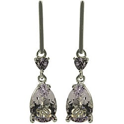 Gems For You Sterling Silver Pink Amethyst Dangle Earrings