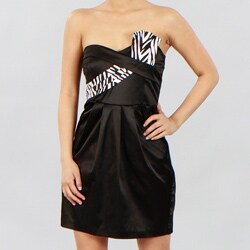 Wishes Junior's Black Zebra Trim Party Dress