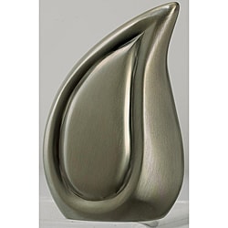 Brushed Pewter Teardrop Brass Keepsake Urn