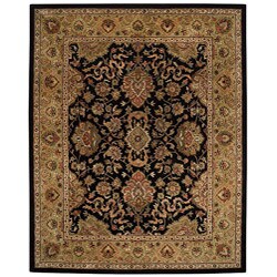 Handmade Delhi Black Border New Zealand Wool Rug (9' x 12')