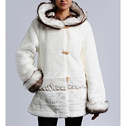 Nuage Women's Hooded Faux Fur Trim Coat