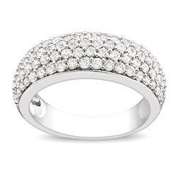 Miadora 10k White Gold 1ct TDW Diamond Pave Ring