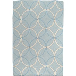 Hand-hooked Bliss Outdoor Pale Blue Rug (2' x 3')