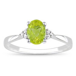 10k White Gold Peridot and Diamond Accent Ring (G-H, I2-I3)
