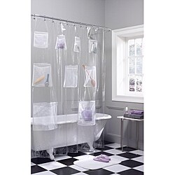 Mesh Pockets Vinyl Shower Curtain