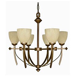 Excalibur 6-light Real Rust Tuscan Suede Glass Chandelier 