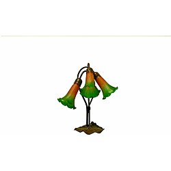 Tiffany-style 3-way Lily Green and Bronze Table Lamp