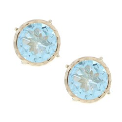 Zoe B 10k Yellow Gold Blue Topaz Stud Earrings