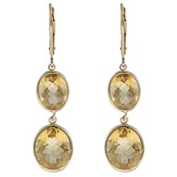 Zoe B 14k Gold over Silver Citrine Dangle Earrings