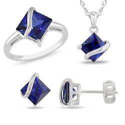 Created Sapphire Jewelry Set