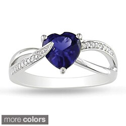 Miadora Sterling Silver Gemstone and Diamond Accent Heart Ring