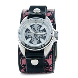 Nemesis Women's Compass Skull Leather Band Watch