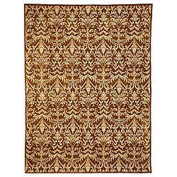 Himalaya Brown/ Ivory Floral Wool Rug (7'10 x 11'2)